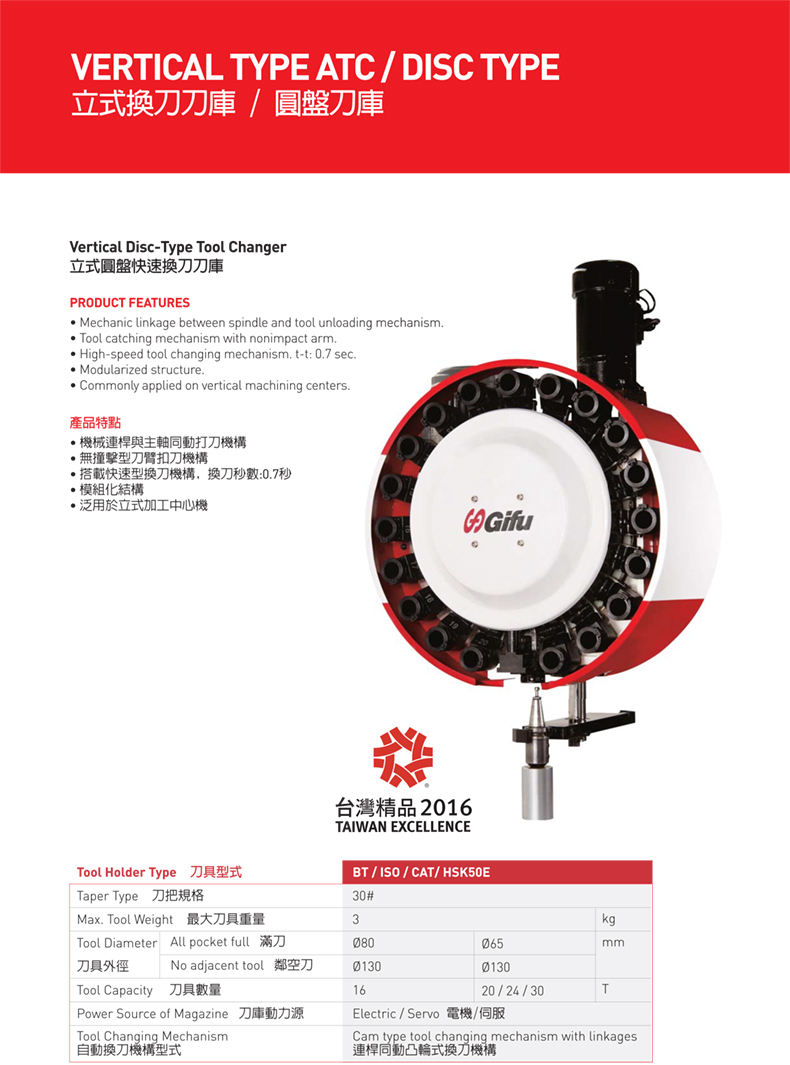 立式圓盤快速換刀刀庫